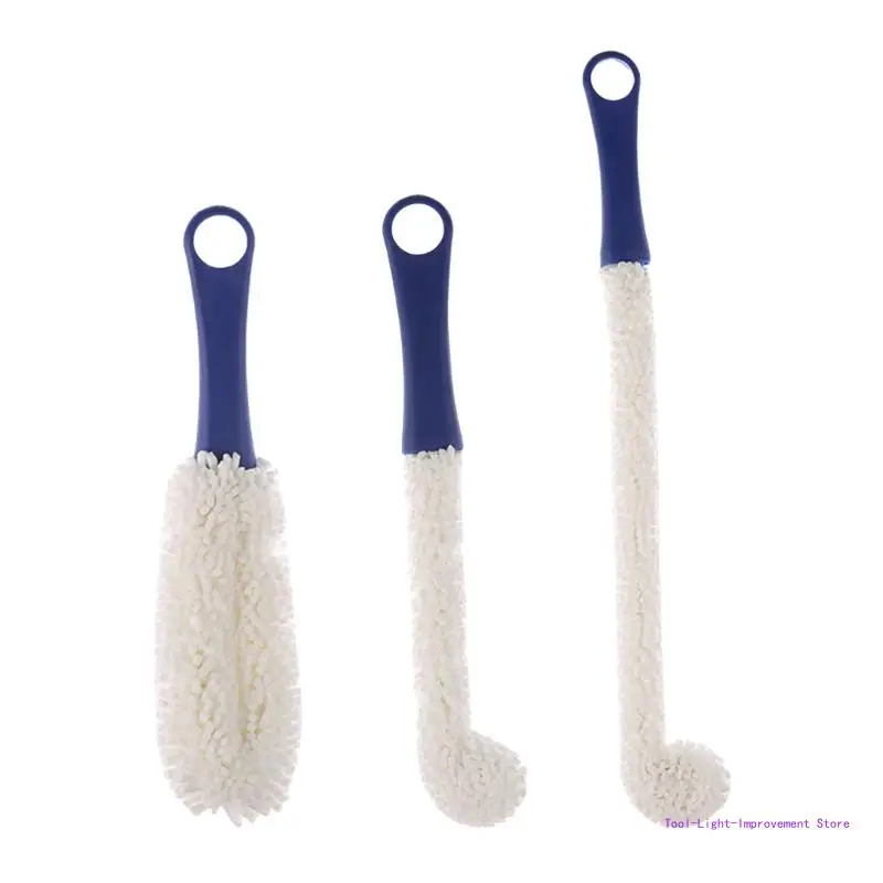 C63E Easy to Use 3Pack Flexible Foams Bottle Brushes Wine Glass Cleaning Brushes for Cleaning of Various Drinkware