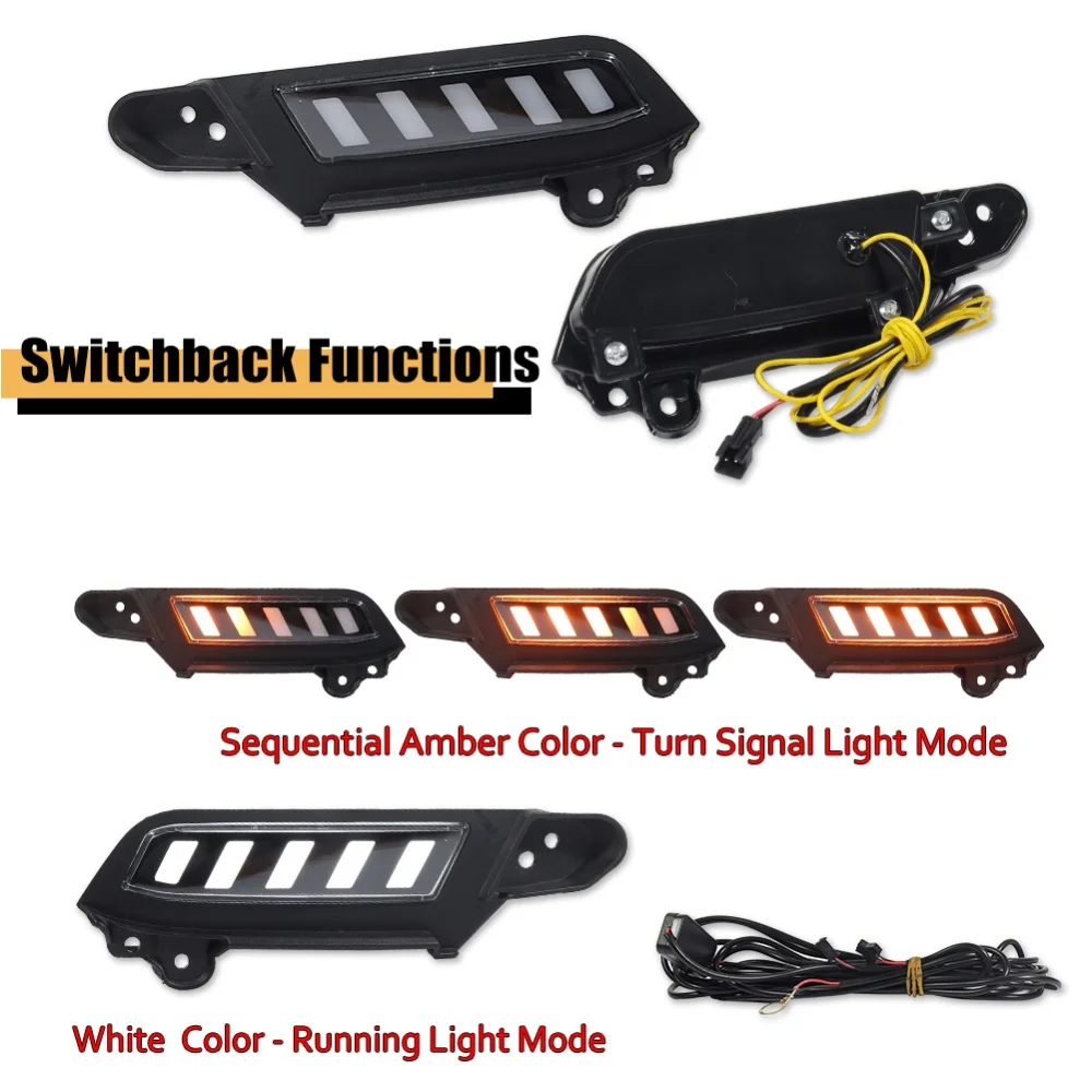 Dual-color Amber LED Front Bumper Sequential Turn Signal Lights w/ Xenon White DRL Fog Lights Kit For Toyota Tacoma 2016-2023 - view 2