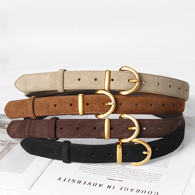 

Fashion Women's Leather Belt 2.8cm Wide Alloy Buckle Girdle Suede Cowhide Designer Belts for Dress And Jeans