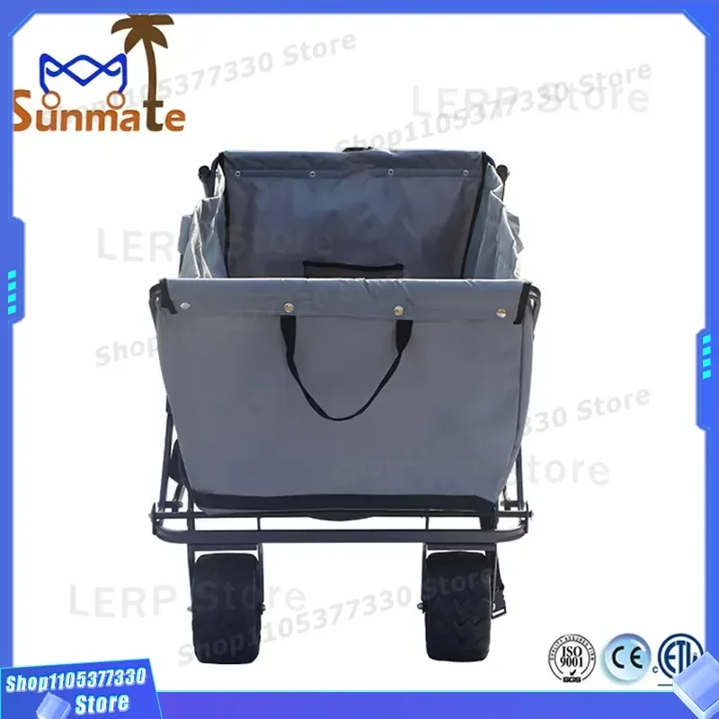 Foldable Heavy Duty Wagon Cart for Outdoor Camping Garden Beach Picnic Multi Purpose Utility Trolley with Wheels Dog Pet