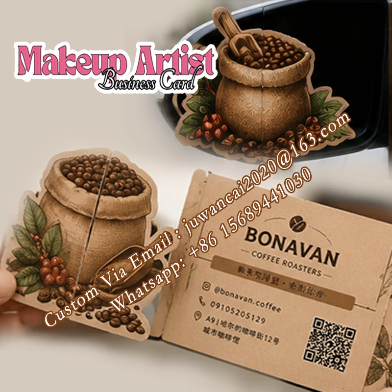 Custom Shape Foldable Coffee Cup Business Card Design Promotions Mirror Flyer Cards With Qr Code Printable Invitations Gift Card - view 3