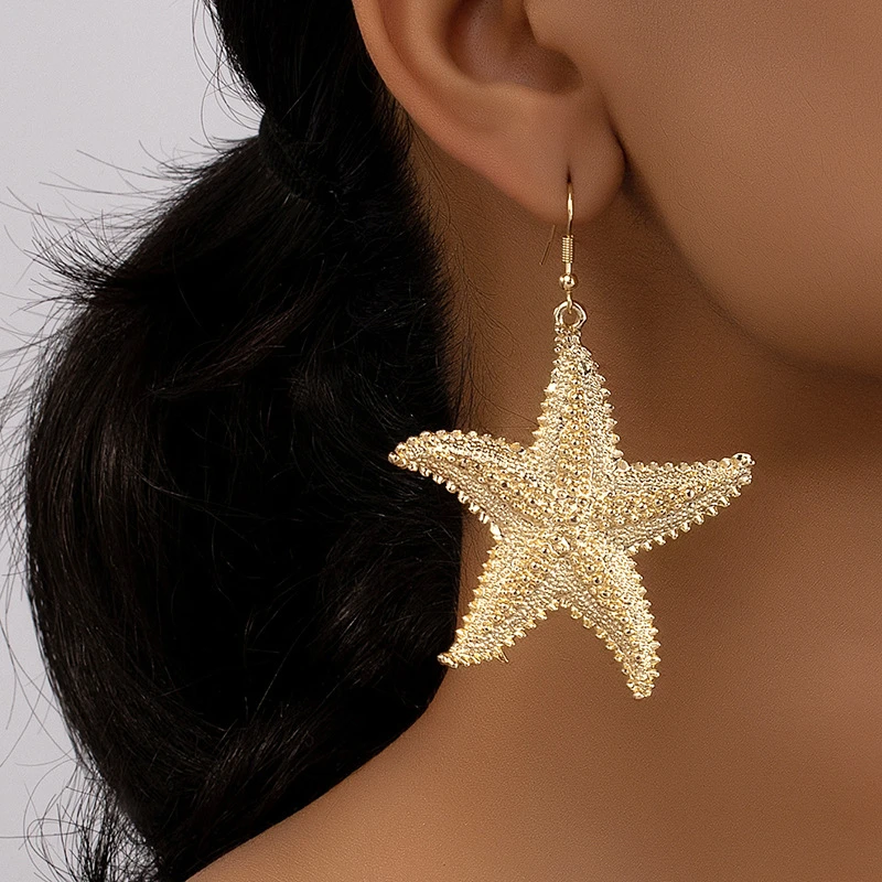 Starfish Metal Earrings For Women Girls Geometric Ear Accessories Party Gift Holiday OL Fashion Jewelry DE067