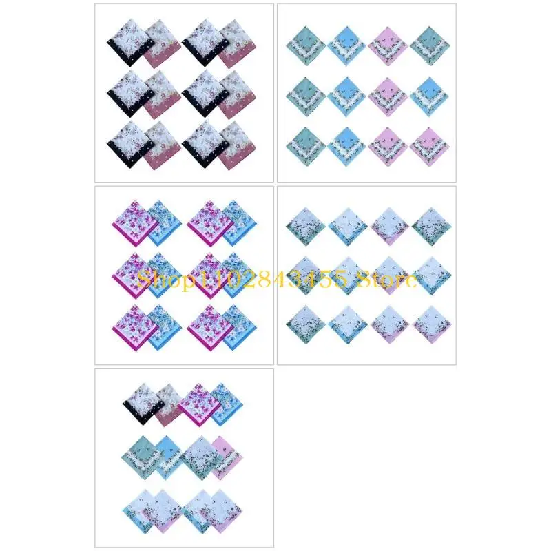 

49MC Носовые платки с цветочным принтом для взрослых, унисекс, нагрудный квадратный платок, многофункциональные впитывающие для