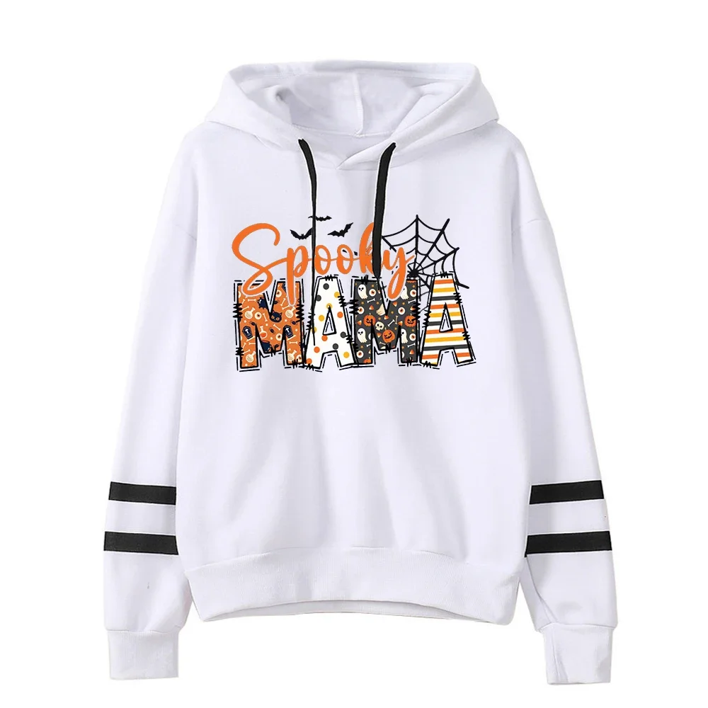 

Spooky Mama Hoodies Retro Halloween Top for Mother Halloween Mama Sweatshirt Spooky Season Retro Women Clothing M