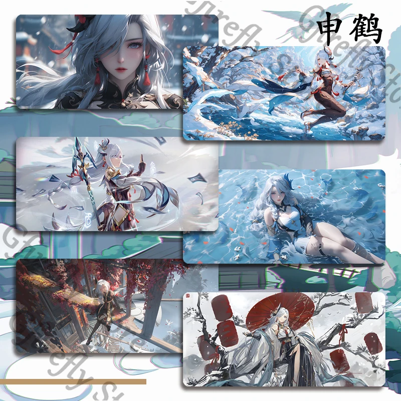 

Mouse Mat Anime Genshin Impact Shenhe Desktop Electronic Sports Computer Keypad Table Placemat Keyboard Game Gift
