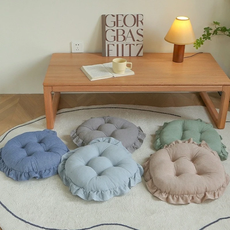 1/2/4PCS Thick 40x40cm Cushion for Chair Lace Edge Solid Color Washable Floor Sitting Mat Breathable Seat Pad for Office Kitchen