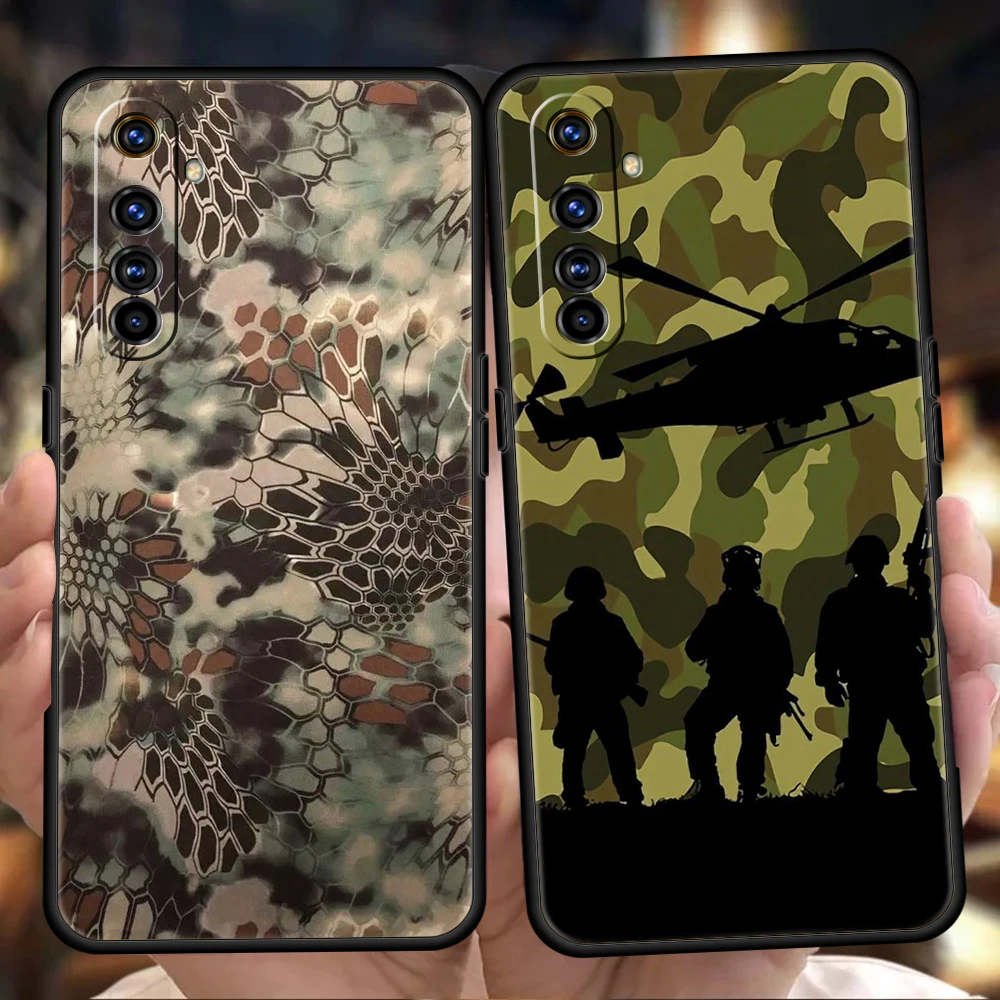 Camouflage Camo Military Phone Case for Realme 8 9 Pro Plus 8i 9i 6 7 GT2 C21 C25 C3 C11 11 Pro 5G Plus Shockproof Silicon Shell