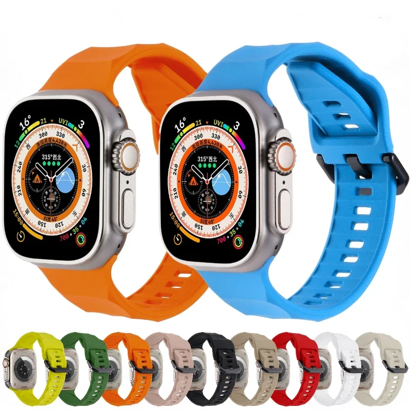 Silicone Strap For Apple Watch Ultra/2 49mm 10 42/46mm 9 8 7 45mm Bracelet Wristband iWatch Series 6 5 4 SE 44mm 42mm 38mm Belt