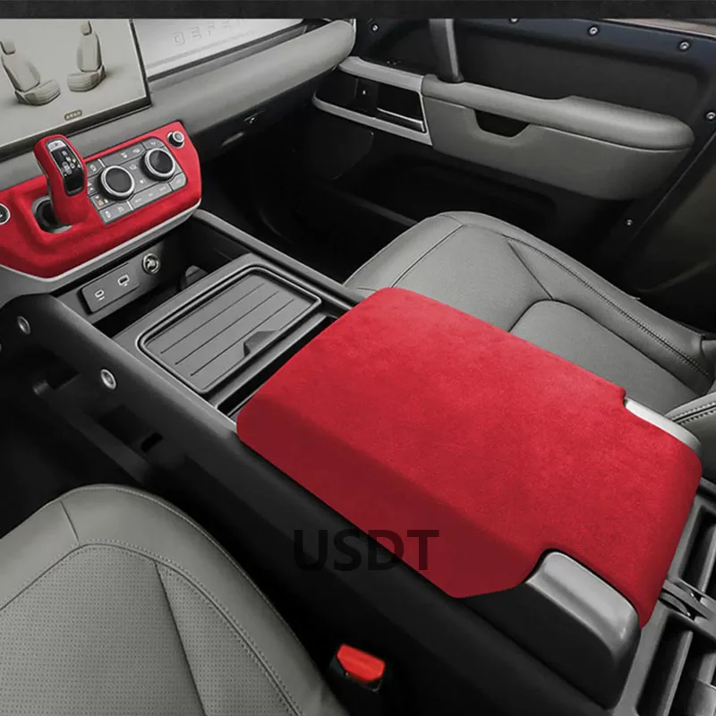 

TOP Suede Car Armrests Box Cover Decoration for Land Rover Defender 110 2023 2022 2021 2020 2024 Interior Accessories