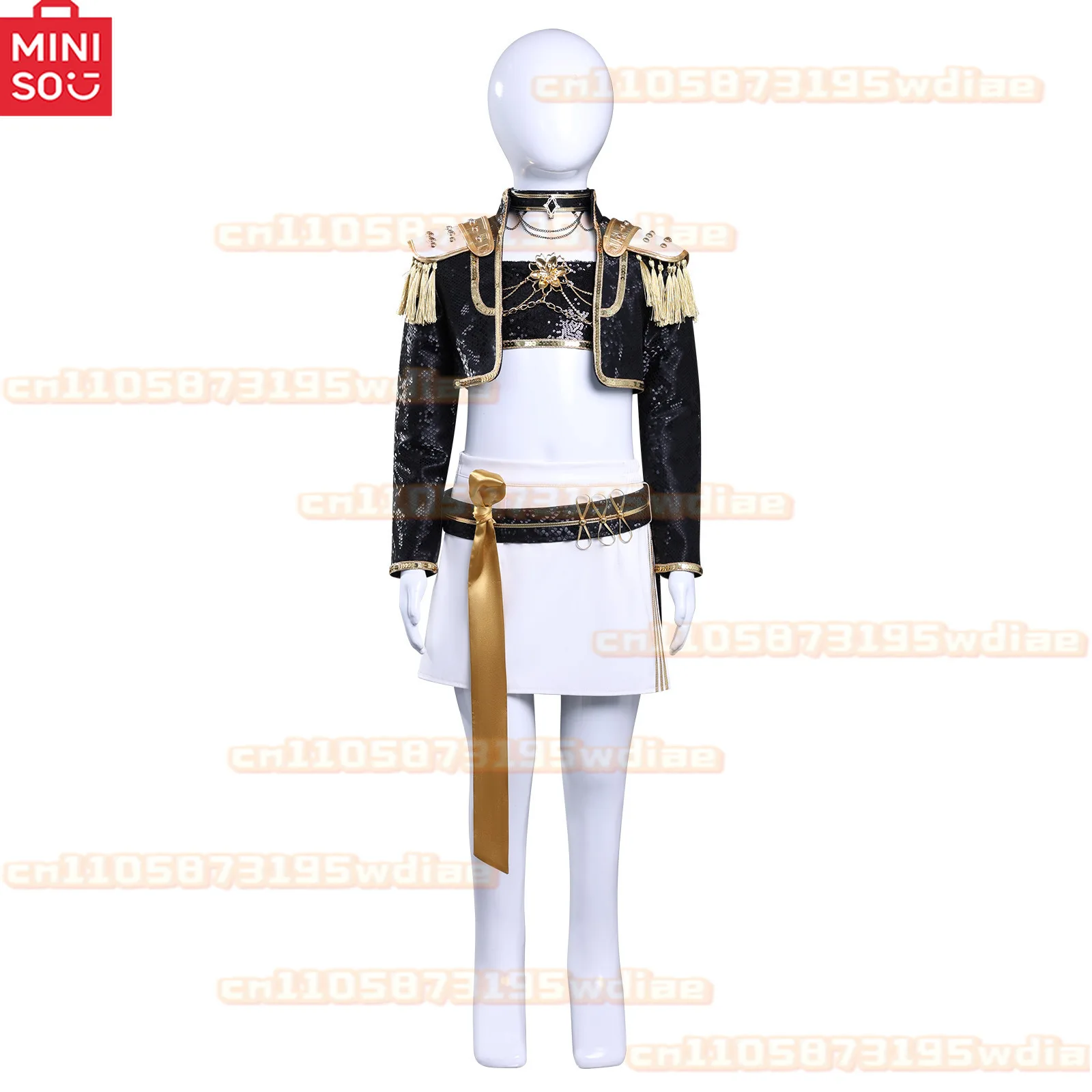 أزياء مينيسو 2025 الجديدة لفيلم KPop ميرا رومي زوي شيطان الصيادين التأثيرية للفتيات أزياء الهالوين للفتيات فستان ذهبي أسود