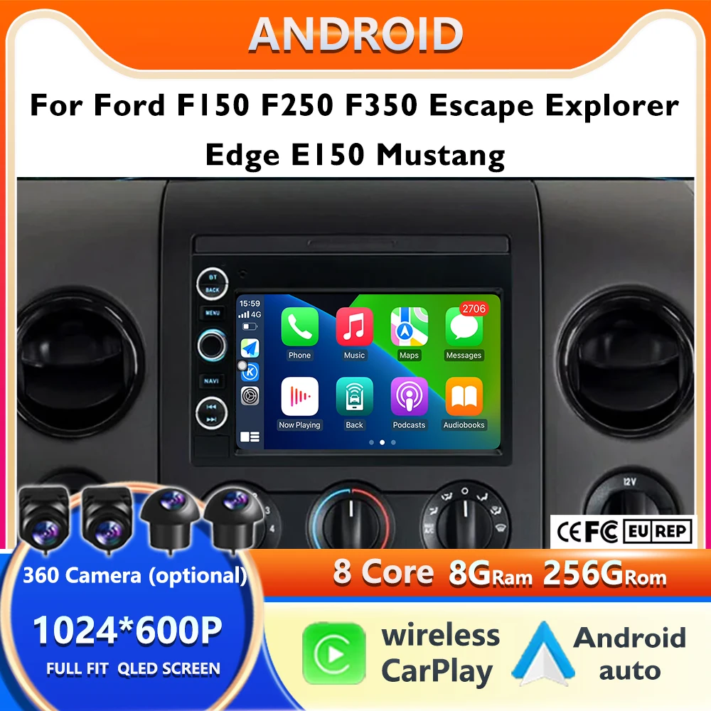 

7inch Carplay Android Screen For Ford F150 F250 F350 Mercury Explorer Mustang Expedition Escape Multimedia Player Car Radio GPS