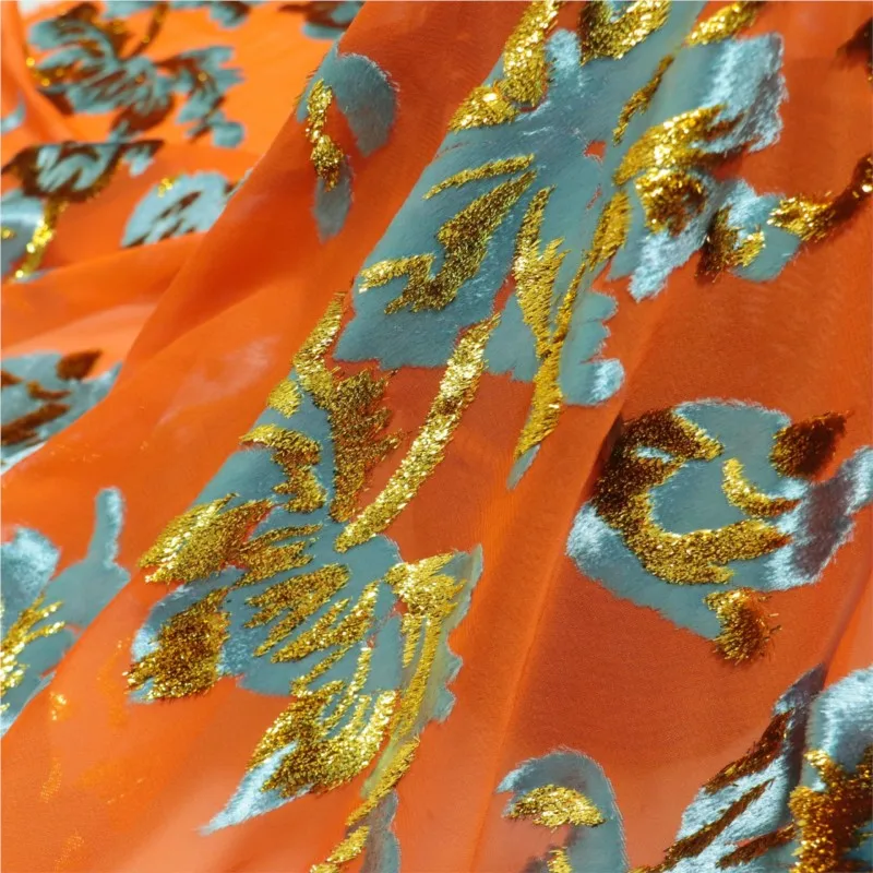 Woven velvet jacquard brocade viscose fabric haute couture dress cheongsam