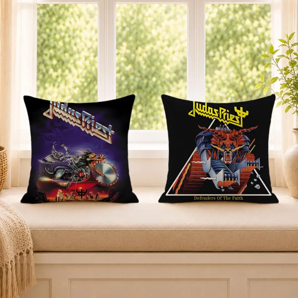 Cool J-Judas P-Priest Cushion Cover Wrinkle-Resistant Short Plush Cushion Covers Breathable Machine-Washable