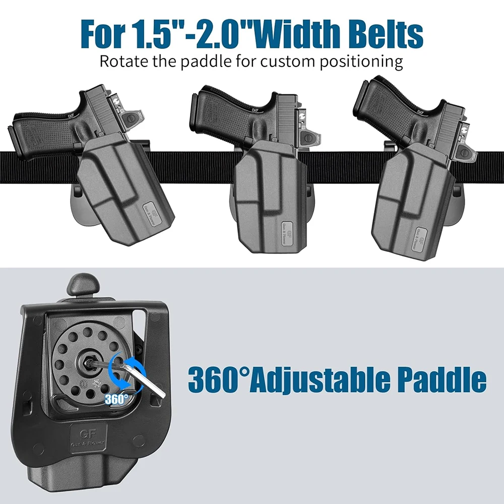 For G17/G31 (Gen1-5),G19/G23/G32/G44(Gen3-5),G19X/G22/G45 Holster,Polymer Thumb Release OWB Paddle Bag Tactical Tools Right hand