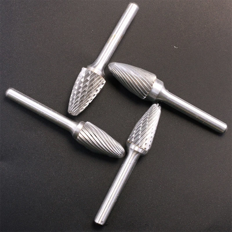6pcs Head Tungsten Carbide Rotary file Tool Drill Milling Carving Bit Tools Point Burr Die Grinder Abrasive Tool Alloy head