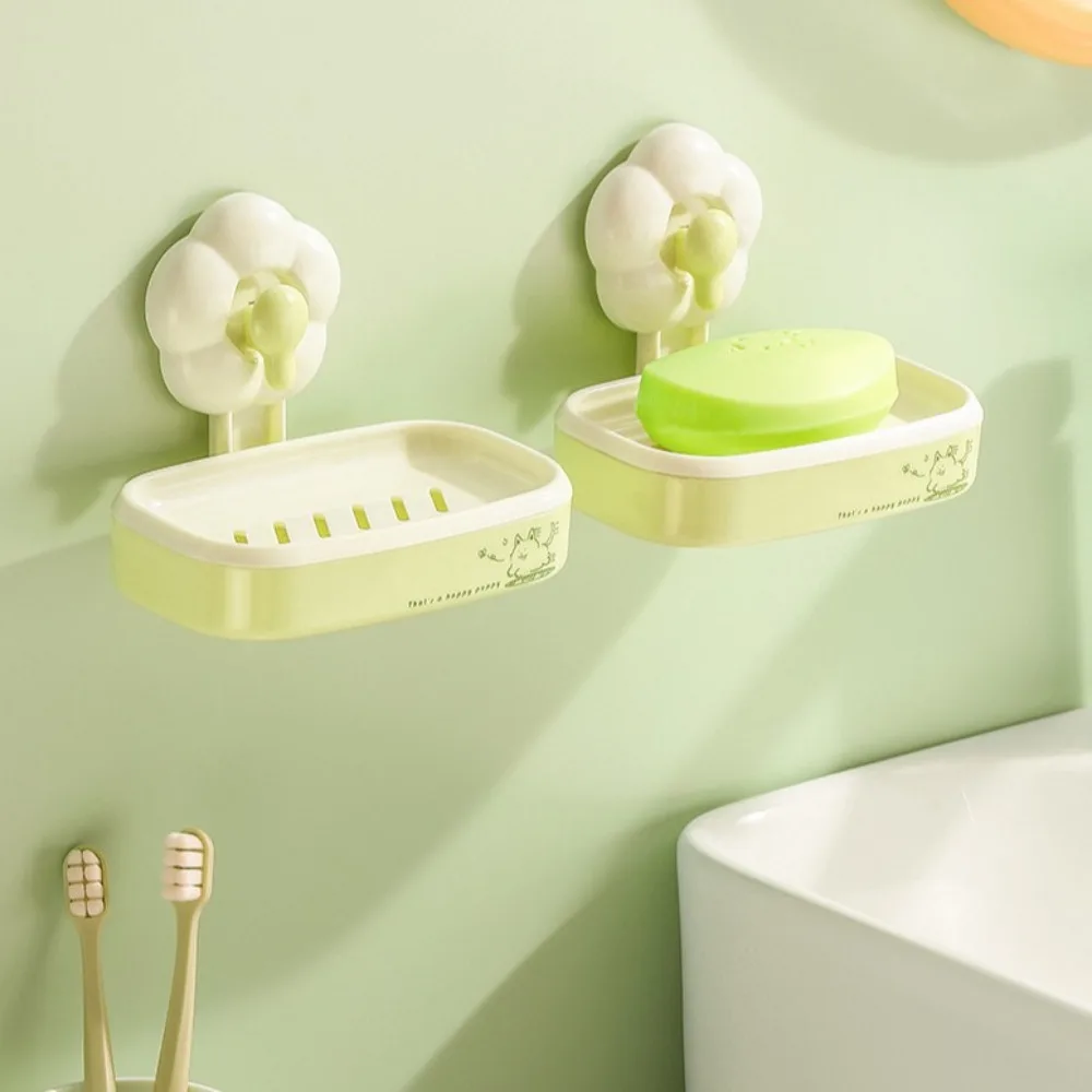 flower Shape sucker Suction Cup Soap Box Wall Mounted Self Adhesive Soap Dish Holder Non-punched Waterproof Punch Free Soap Rack