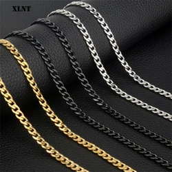 Stainless Steel Chain Necklace Long Hip Hop for Women Men on The Neck Fashion Jewelry Gift Accessories Silver Color Choker