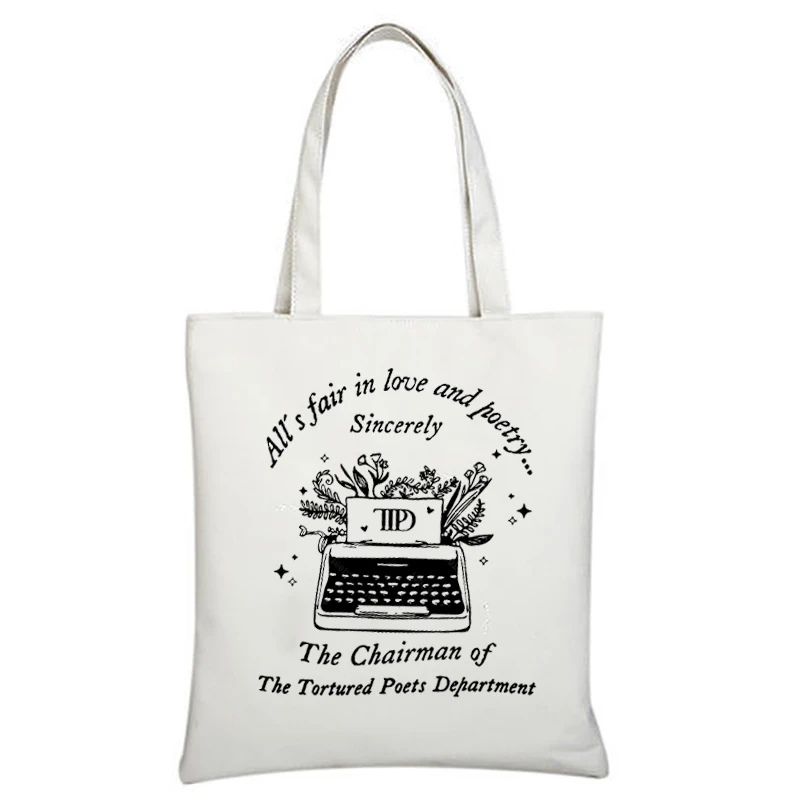 The Tortured Poets Department Tote Bag Women TTPD All\'s Fair in Love and Poetry Canvas Women\'s Shoulder Bag School Shopping Bags