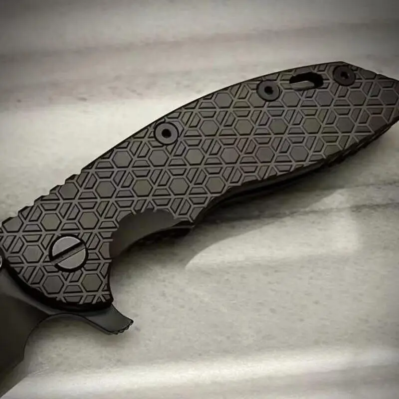 1Pc Custom Made Honeycomb Black Diamond Coating TC4 Patch for Rick Hinderer Knives XM18 3.5 Knives DIY Accessories