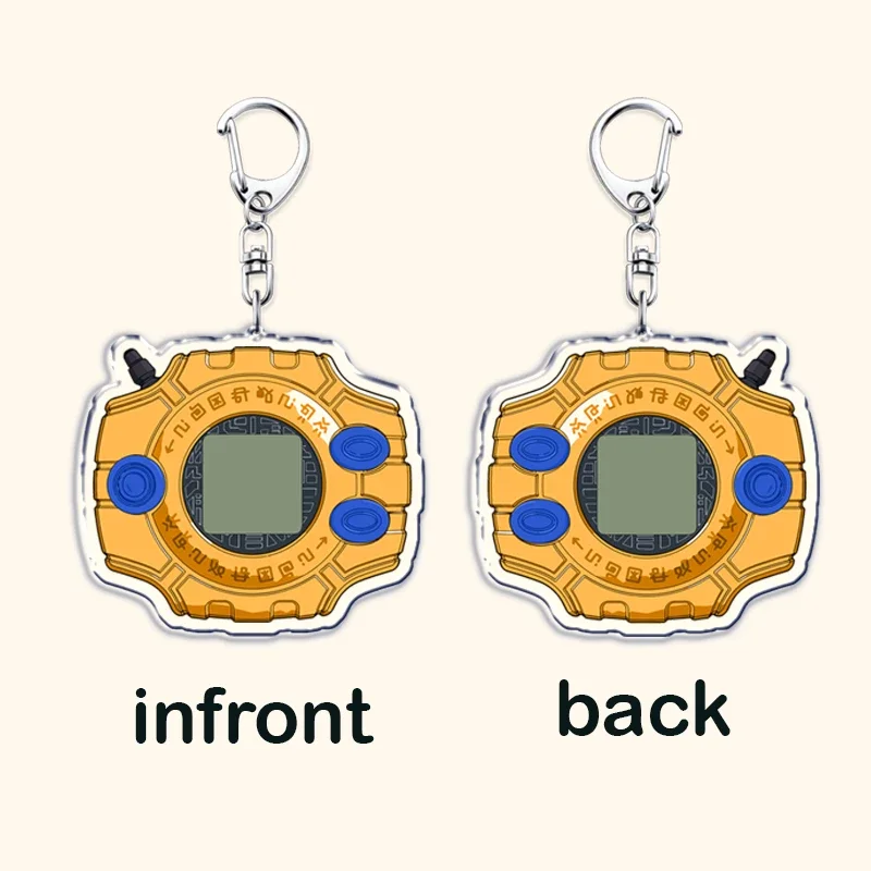 Digimon 90s أنيمي سلاسل المفاتيح لملحقات حقيبة Merciful Tai Karis Digivice Agumon Terriermon Monsters Keyrings مجوهرات مروحة هدية