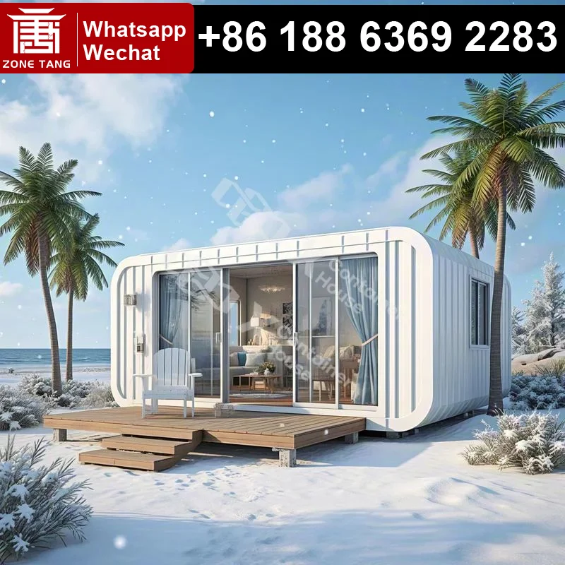 

Rural Modern Luxury Minimalist Modular Tiny Home Apple Capsule Home Steel Mobile Cabin Industrial Sustainable Green Custom Build