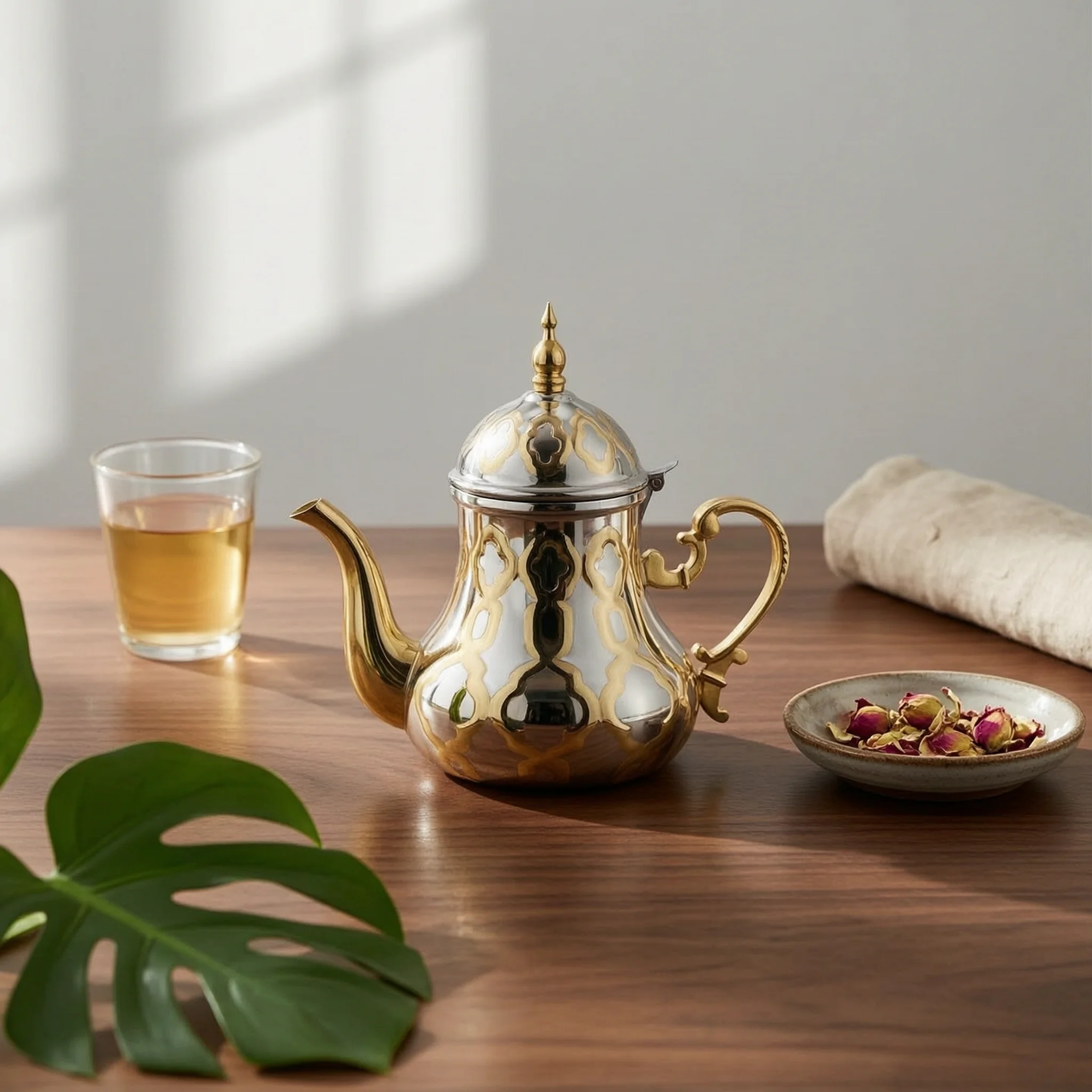 Moroccan Teapot Domed Lid Stainless Steel Teapot Tea Server Easy to Clean Tableware Heat Retention