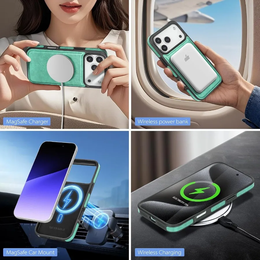 Compatibile con Magsafe 2 in 1 Custodia a portafoglio staccabile per iPhone 17 Pro con porta carte per donna uomo pelle PU magnetica