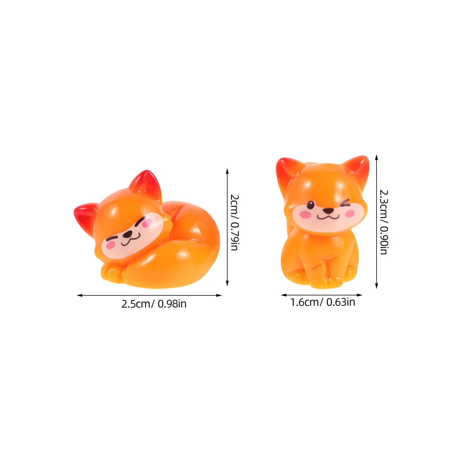 20Pcs Mini Resin Fox Collectibles Cute Animal Decor Desktop Ornaments Crafts Fairy Garden Micro Landscape Accessories
