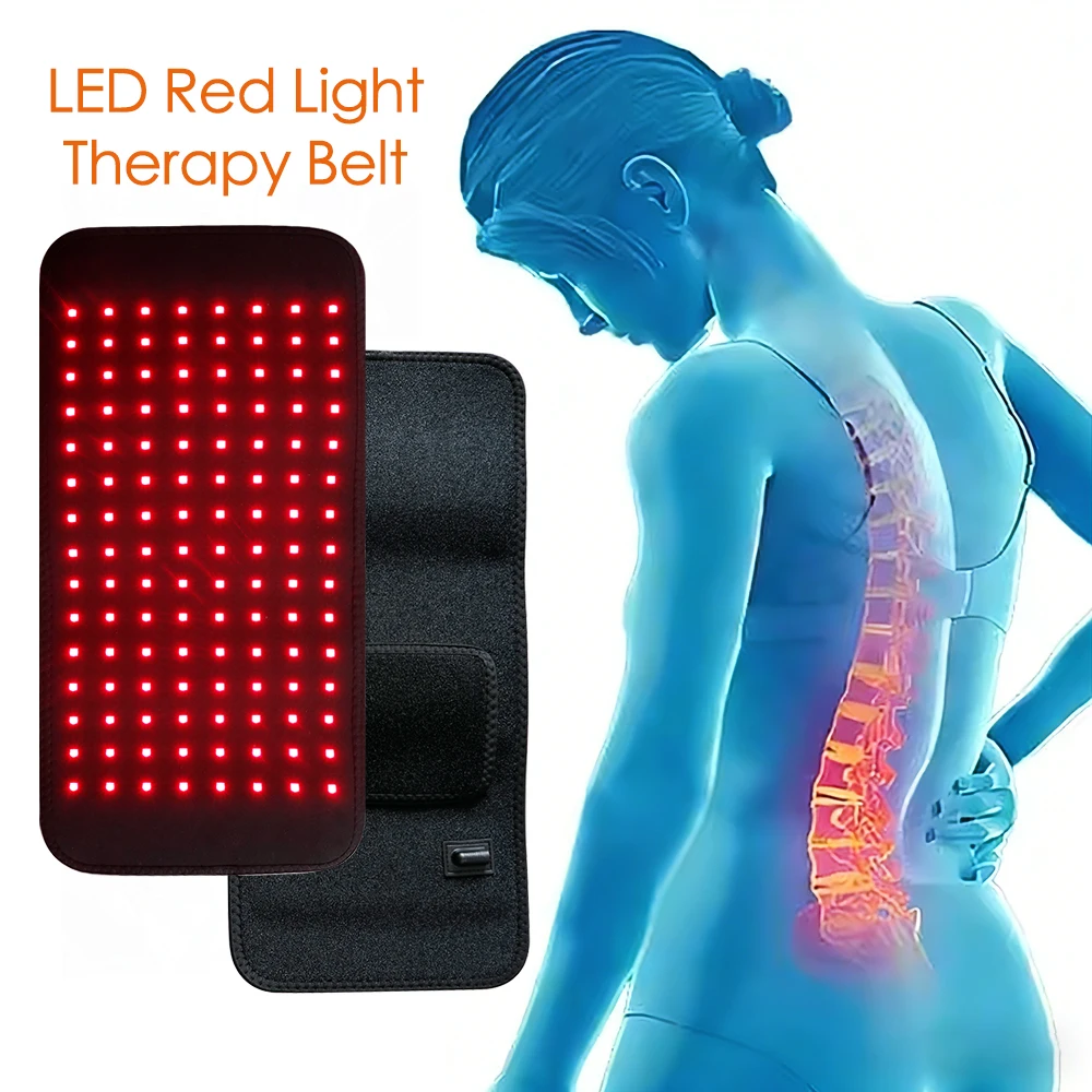 

120 LEDs Red Light Therapy Belt 660nm 850nm Red Infrared Light Therapy Pad Body Back Knee Hands Feet Relief Heating Wrap Pad