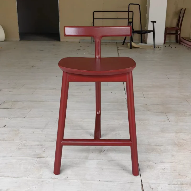 

Brown Counter Modern Bar Chairs Lounge Simple Wood Beauty Counter Designer Stools Nordic Quality Barkrukken Bar Furniture