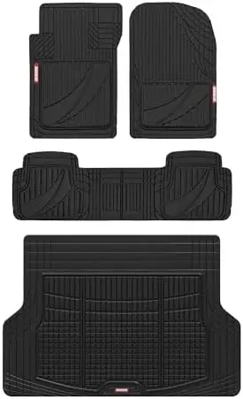 

FlexTough Heavy Duty Black Rubber Floor Mats & Cargo Liner - Universal All-Weather Auto Mat Set for SUV, Car, Van