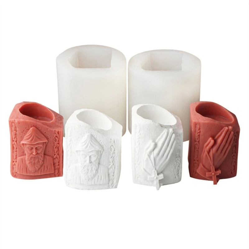 

Sturdy Silicone Mould Portable for Candle Holders with Embossed Crosses Tent Motifs