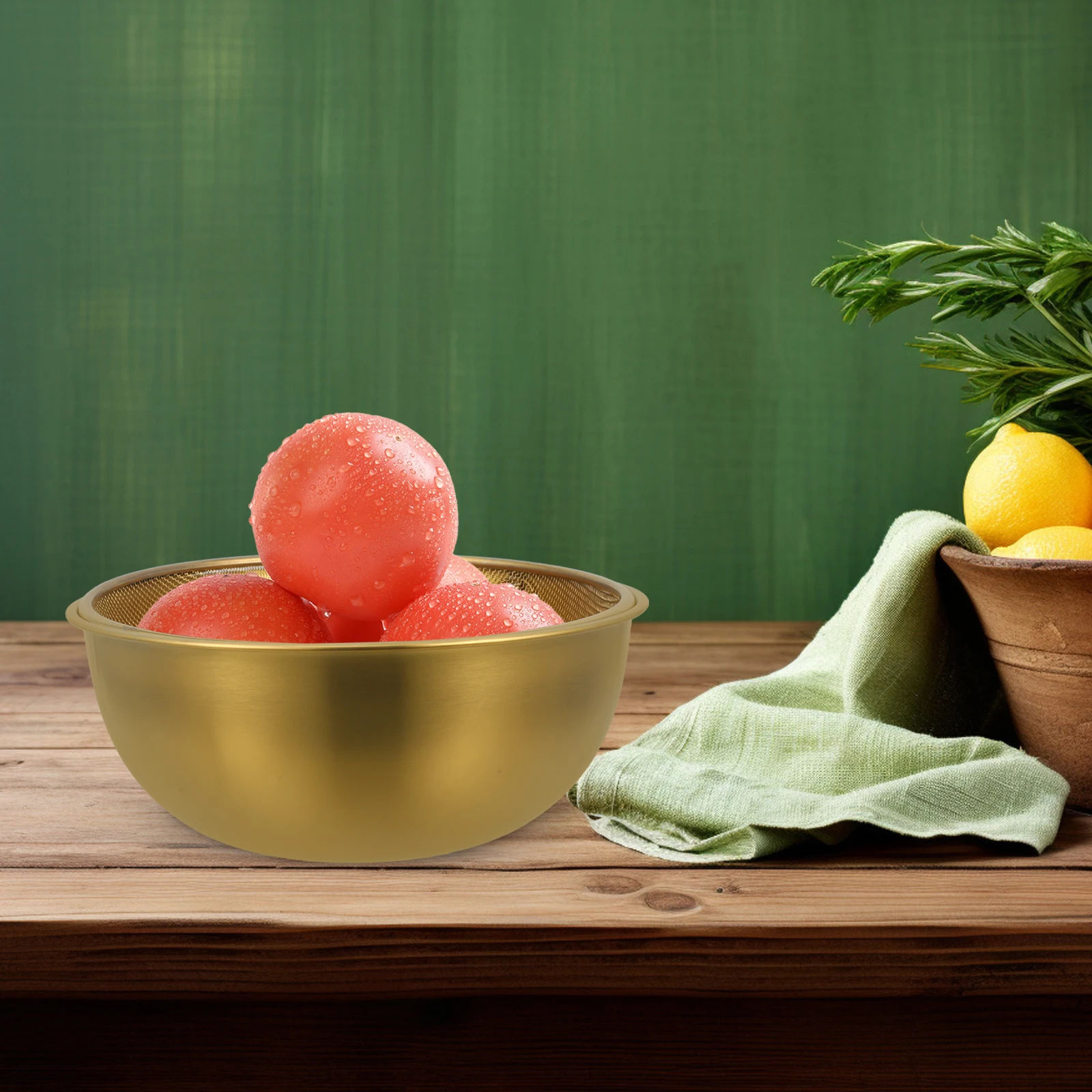 

1 Set Stainless Steel Mixing Bowl Colander Set Drainer Rice Vegetable Fruit Washing Basin Fine Mesh Household Kitchen Gadget