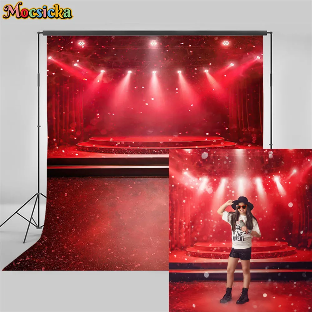 

Red Curtain Stage Theme Photography Backdrops Superstar Music Show Concert Live Spotlight Theater Background Happy Birthday