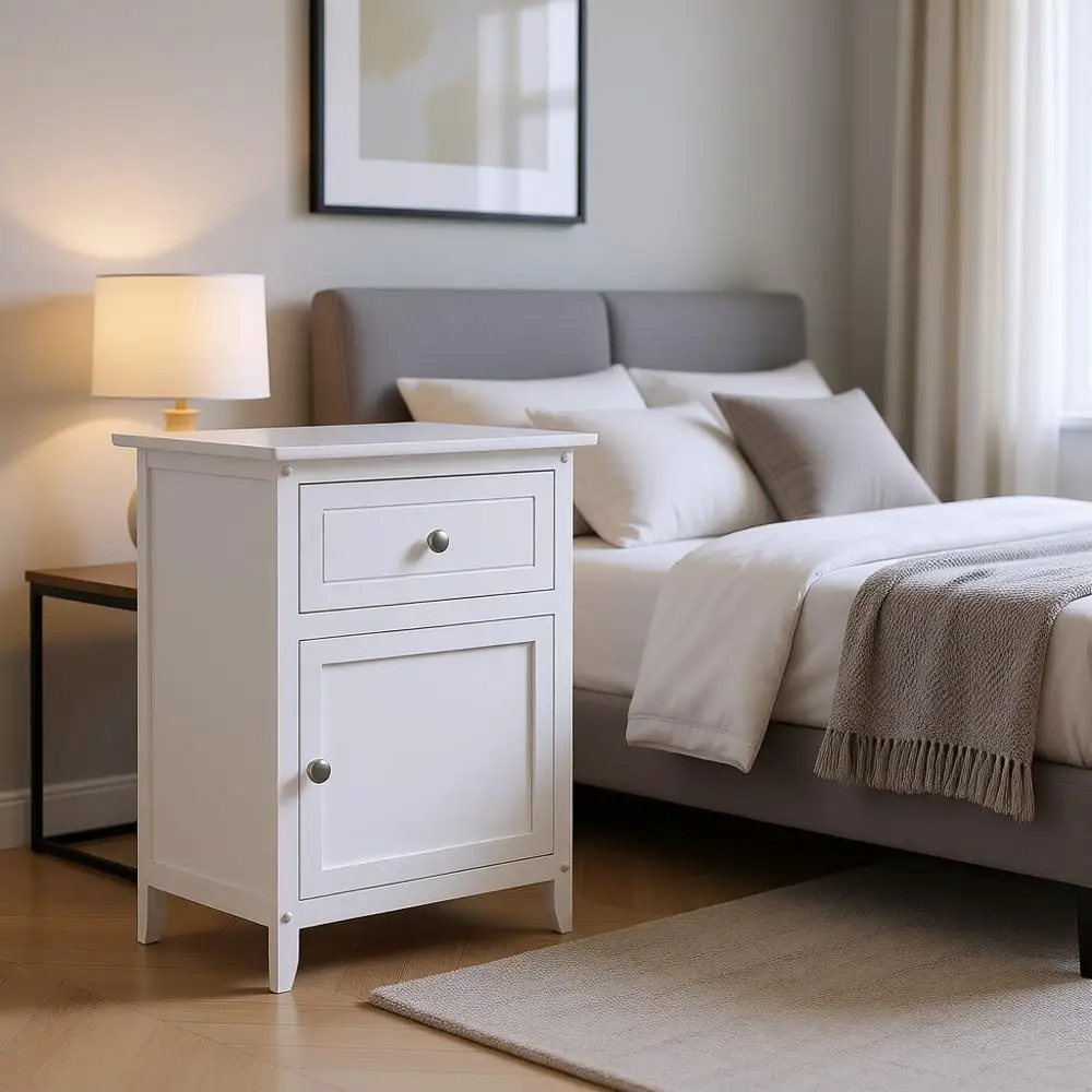 

Белый приставной столик для гостиной, кабинета или спальни