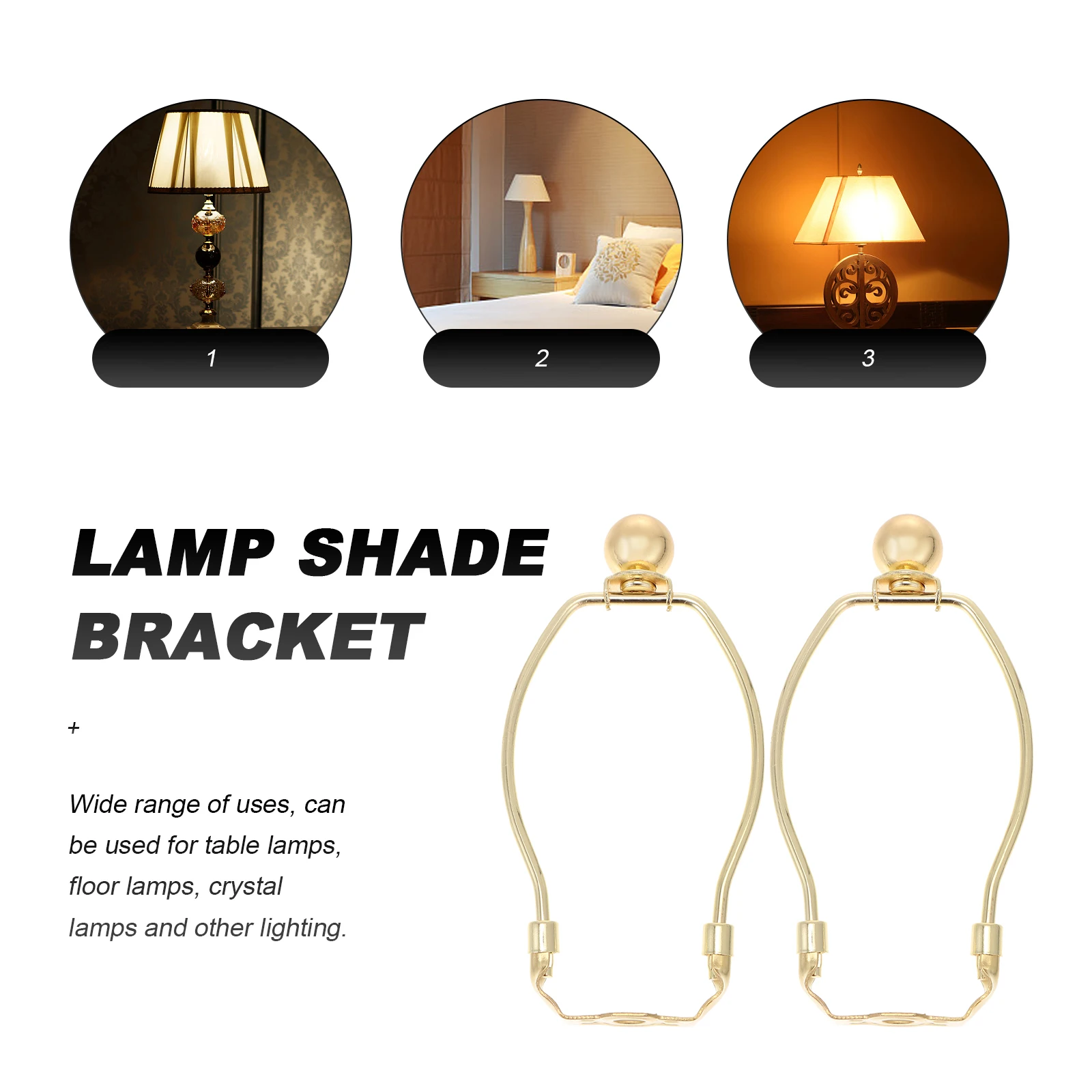 

2 pcs Lamp Shade Harp Holder Durable Bracket Lampshade Horn Frame For Table Floor Crystal Lamps Sturdy Rustproof Corrosion
