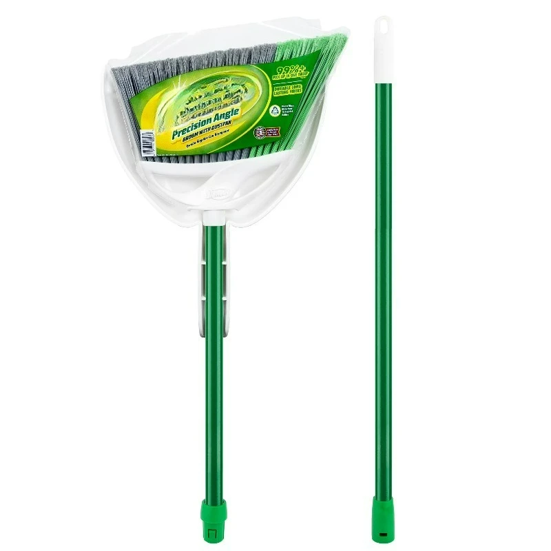 Conjunto de vassoura angular e pá de lixo com cabo de aço para uso interno e externo