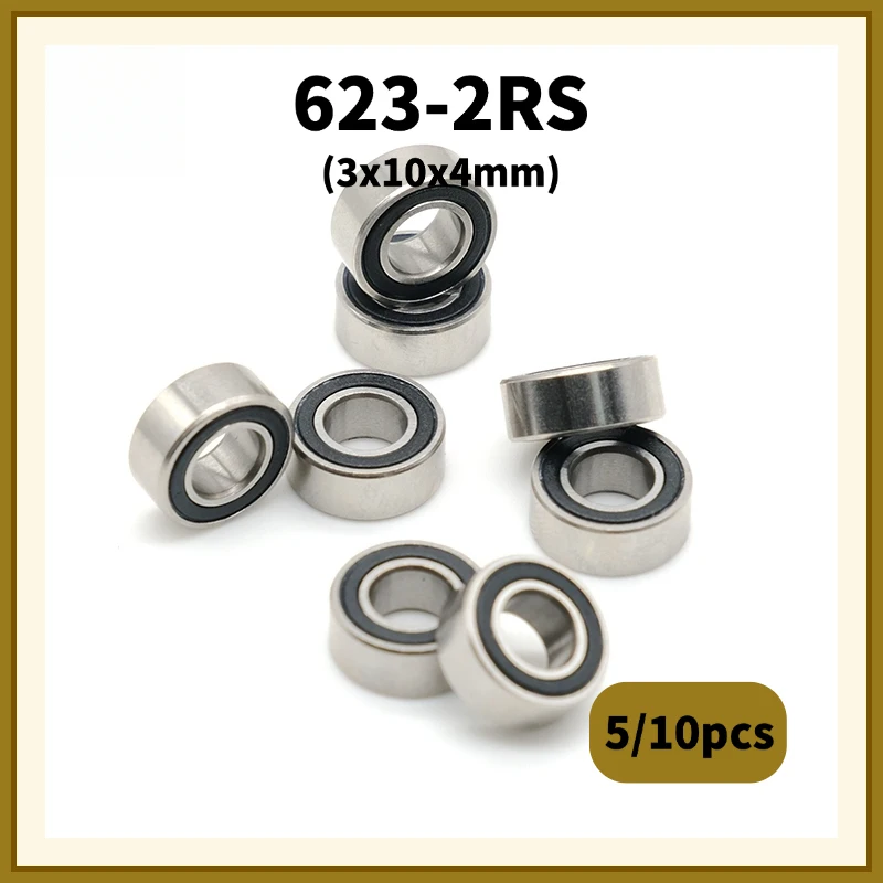 5/10Pcs 623RS Bearing 3x10x4 mm ( 10 Pcs ) Miniature 623-2RS Ball Bearings 623 RS 2RS Bearing