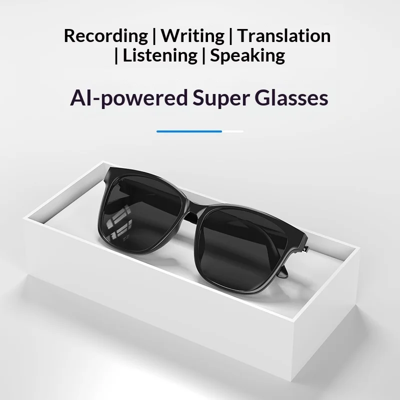 Smart Glasses Earphones Automatic Voice Translation AI Glasses Support 75 Languages Audio Glasses for Travel Business Meeting