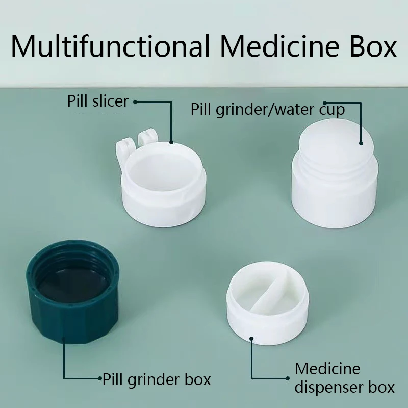 Four-in-One Portable Home Use Medicine Grinder Powder Maker Pill Box Pet Medicine Cutter New Model Easy to Carry Medicine Prepar