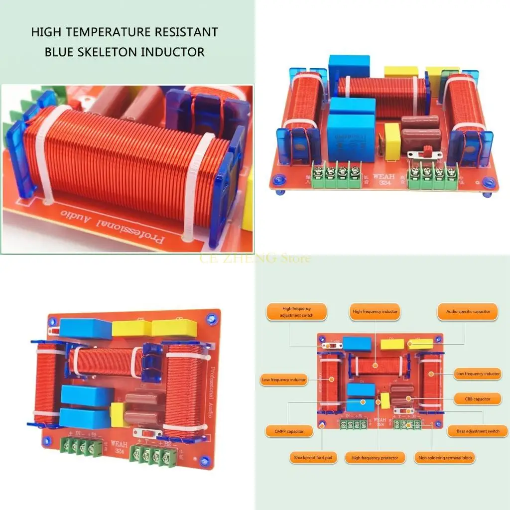 e56b 스피커 오디오 애 오 오디오 크로스 오버 필터 400W 조절 가능한 고음 및베이스 주파수 분할기