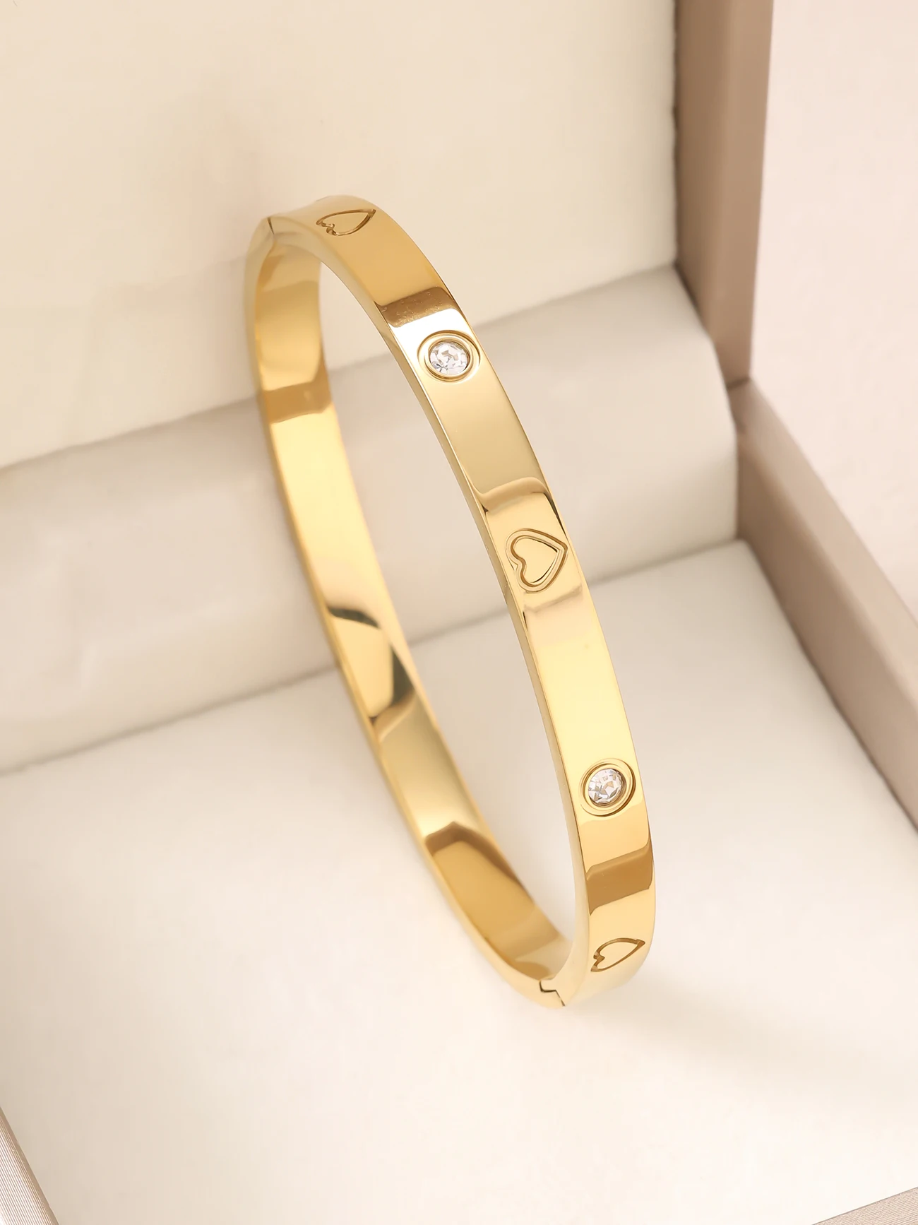 1pc 18K Gold Plated Stainless Steel Stackable Bracelet With Chain And Clover Design, Fashion Style For Women, Suitable For Casua view 2
