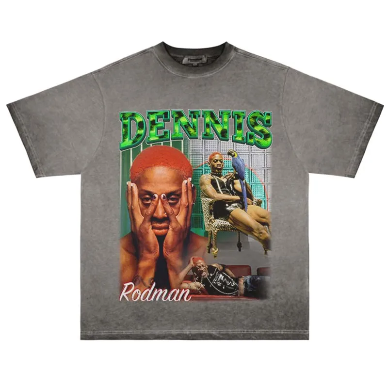 Men Oversized Gradient T-Shirt Streetwear Harajuku Portrait Graphic Printed Tshirt Hip Hop Cotton Loose Short Sleeve Top Tee