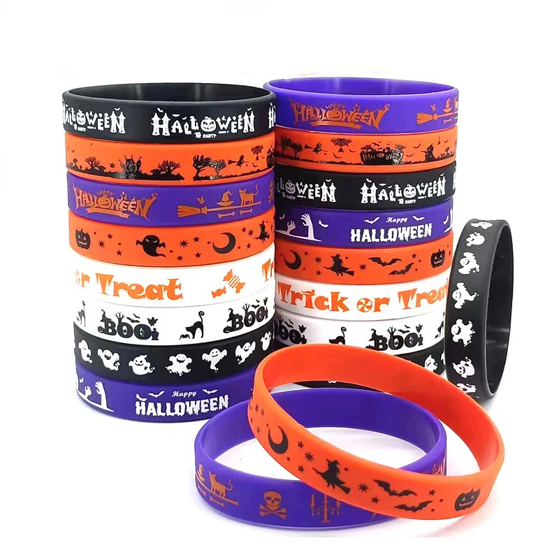 

8pcs Halloween Silicone Bracelet Kids Gifts Trick or Treat Ghost Festival Rubber Bracelet Happy Halloween Day 2023 Kids Favors