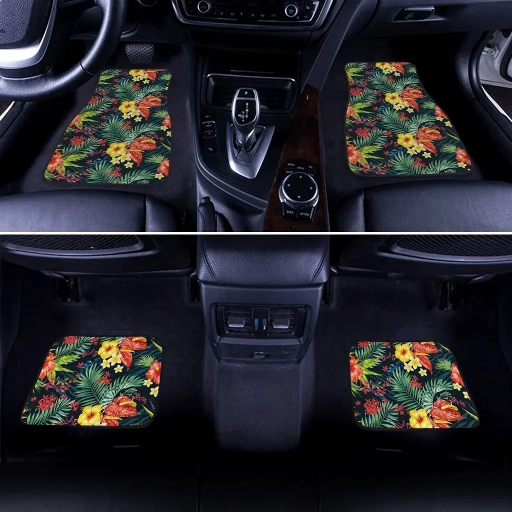 Hawaiian Car Floor Mats Custom Hibiscus Plumeria Flower Car Interior Accessories