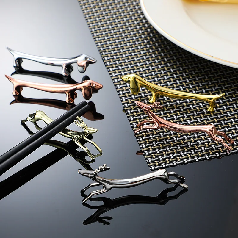 Metal Dachshund Chopstick Holder Chopsticks Rest for DIY for Hotel Restaurant Dining Table Decoration Chop Stick Stand Tableware