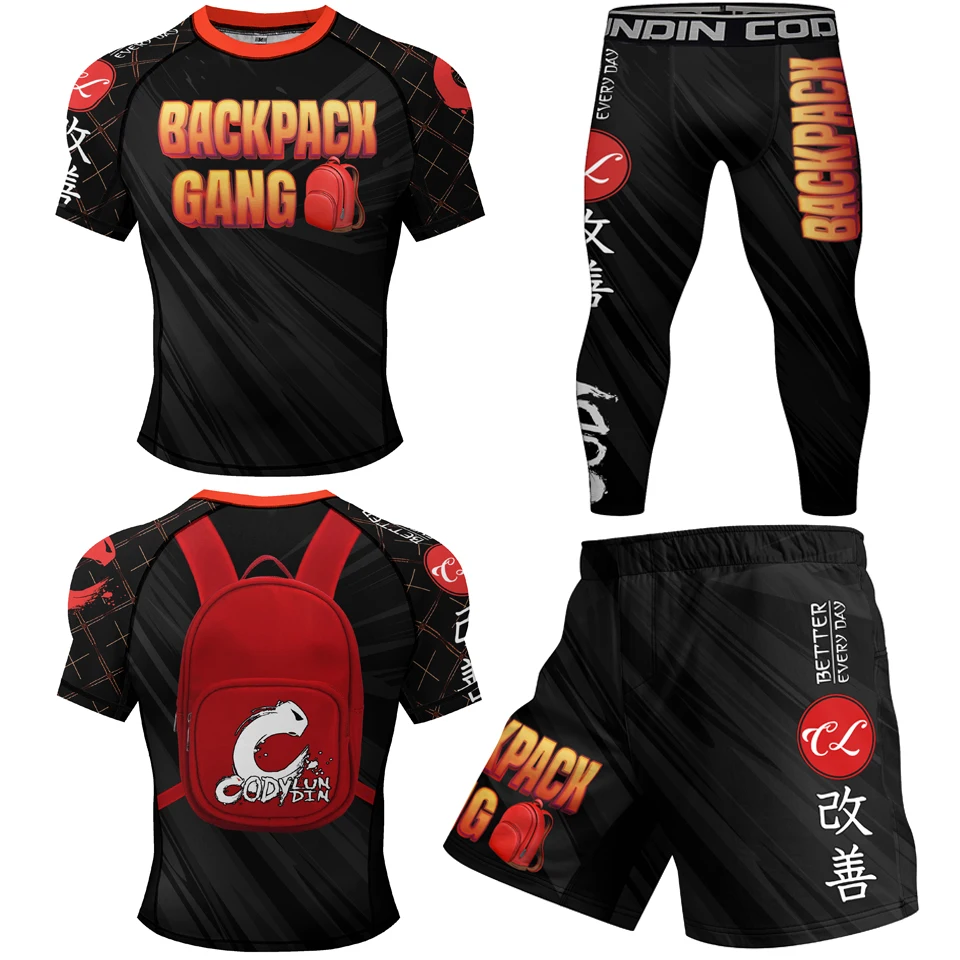 Rash guards bjj mma T-shirt+Pants Sets Muay Thai Shorts Men's Jiu Jitsu Kimono Rashguard Boxing Jerseys Kickboxing Sport Suits