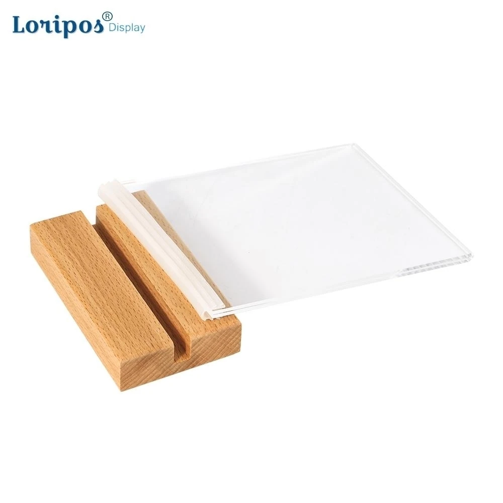 A6 A5 A4 Solid Wood Base Acrylic Sign Holder Double Sided Pos Retail Frame Counter Top Poster Information Or Menu Holder