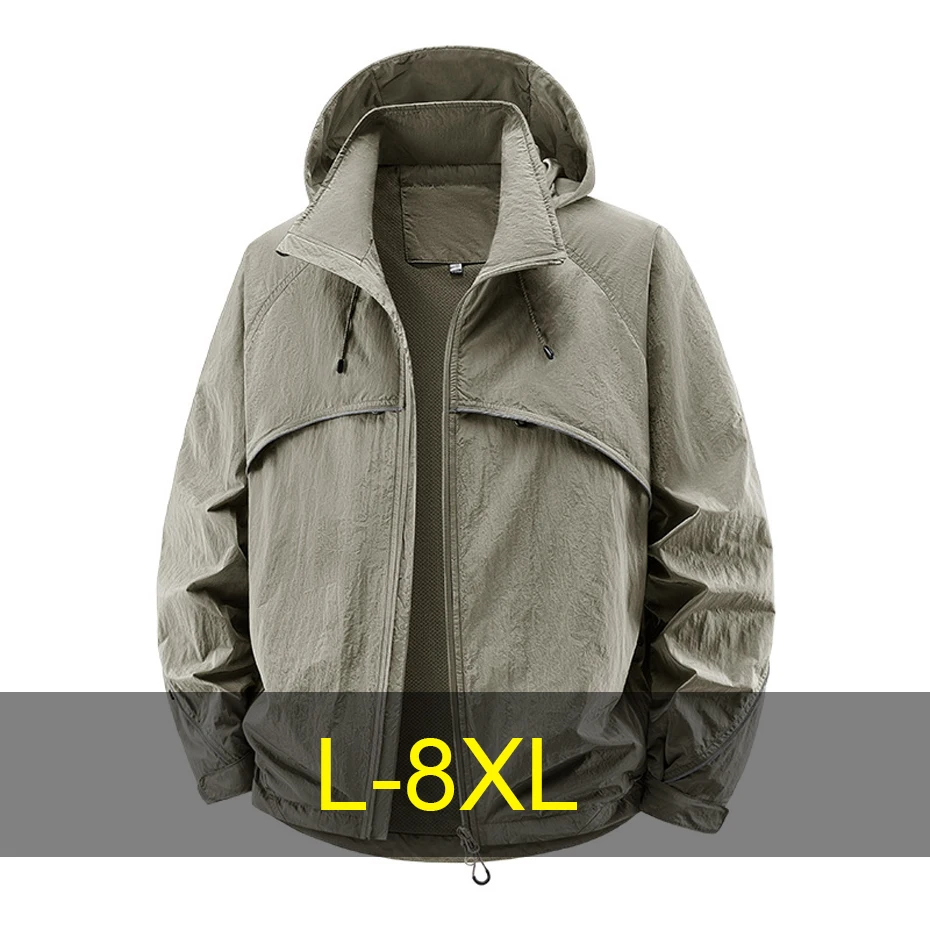 Spring Summer Thin Jacket Men 8XL Plus Size Jackets Coats Male hooded jackets Big Size 8XL