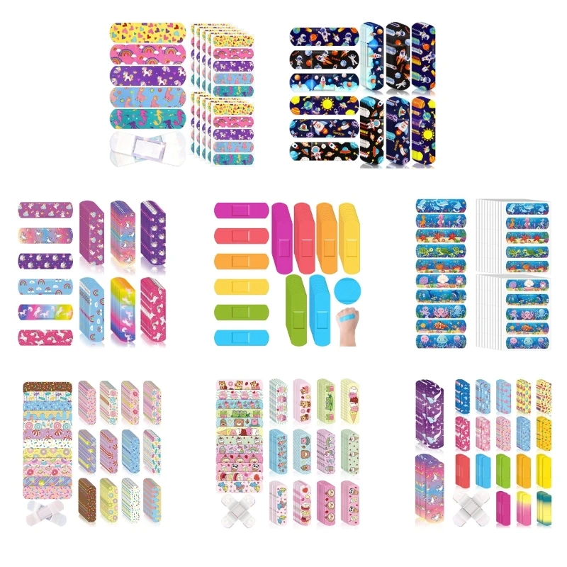 50pcs Child Safe Waterproof Plasters Comfortable Adhesive Bandage Quick Blood Clotting Attractive Designs for Kid Adult